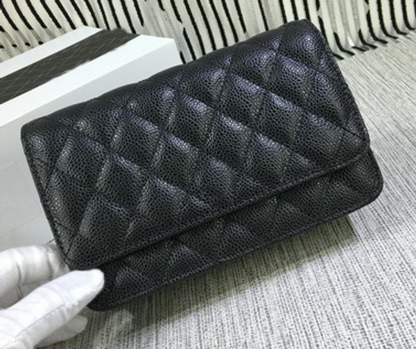 

Fa hion famou brand new women luxury handbag de igner caviar leather houlder bag woc bag wallet on chain 33814