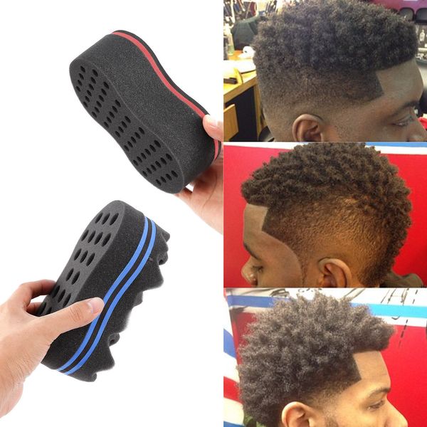 Magic Double Head Sponge Men Barber Hair Brush Black Dreads
