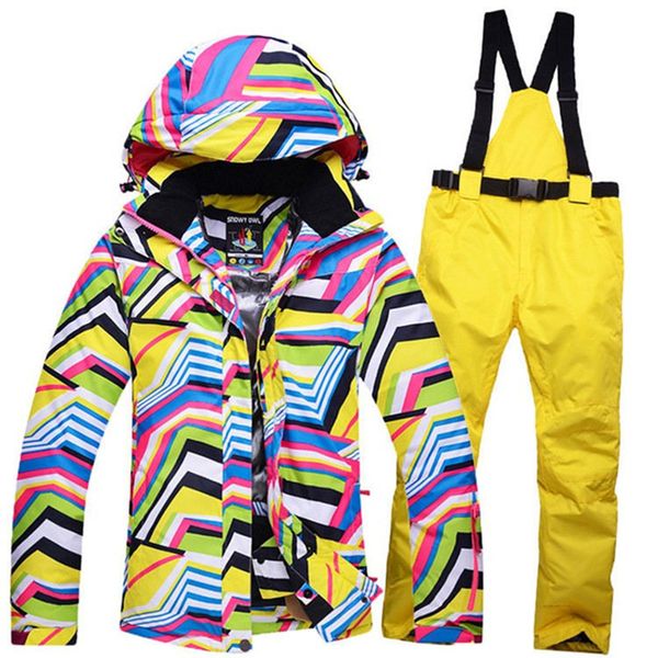 

the ladies winter professional ski wear zebra ski suit set waterproof and windproof outdoor sports jacket and bib pants