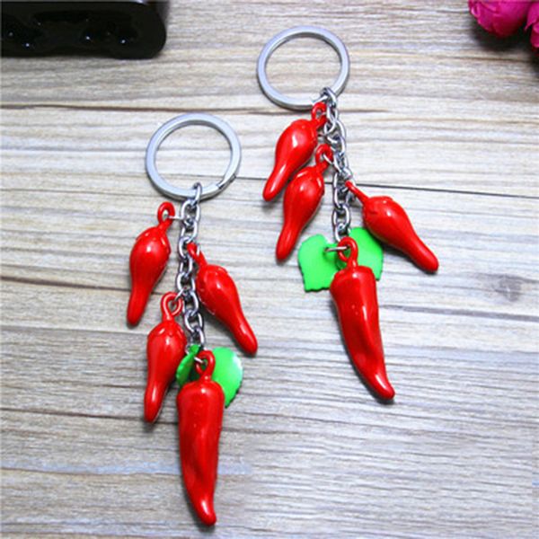 

Red Chili Keychains Cute Pendant Car Keyring Simulation Vegetables Baubles Accessories For Car Interior Accessories