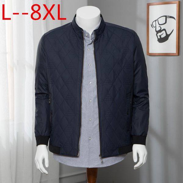 

2018 new men jacket spring autumn solid color casual 4xl 5xl 6xl 7xl 8xl outerwear mandarin collar clothing plus big size large, Black;brown