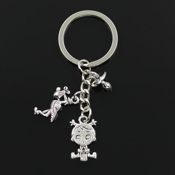 

fashion 30mm key chain keychain jewelry silver stork baby girl pacifier teether pendant sale