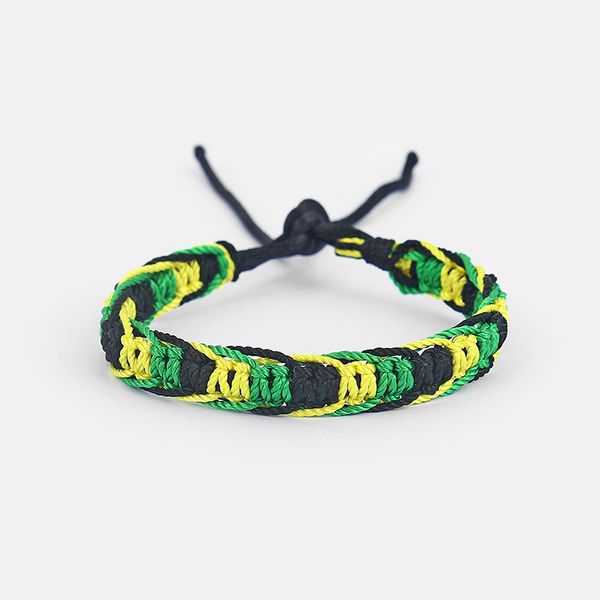 

5pcs friendship bracelet wristband cotton cord silk reggae jamaica surfer boho rainbow green yellow black color bracelet, Golden;silver