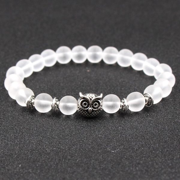 

white frosted stone bracelet alloy owl lion black frosted gold silver bracelet yoga lovers bangles for gift