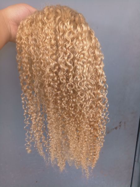 

brazilian human virgin remy kinky curly hair weft blonde unprocessed baby soft double drawnhair extensions 100g/bundle product, Black