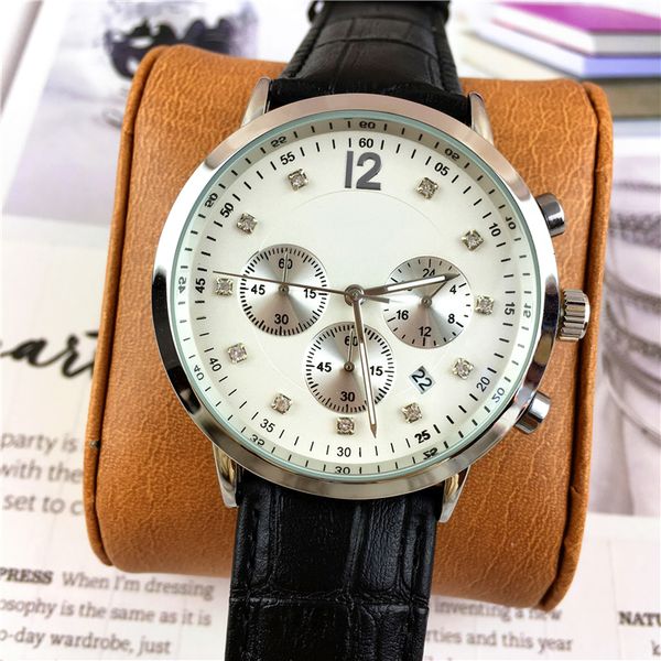 

2018 small eyes crystal men watches business quartz all work subdials box gentleman wristwatch high-grade wholesale price leisure, Slivery;brown
