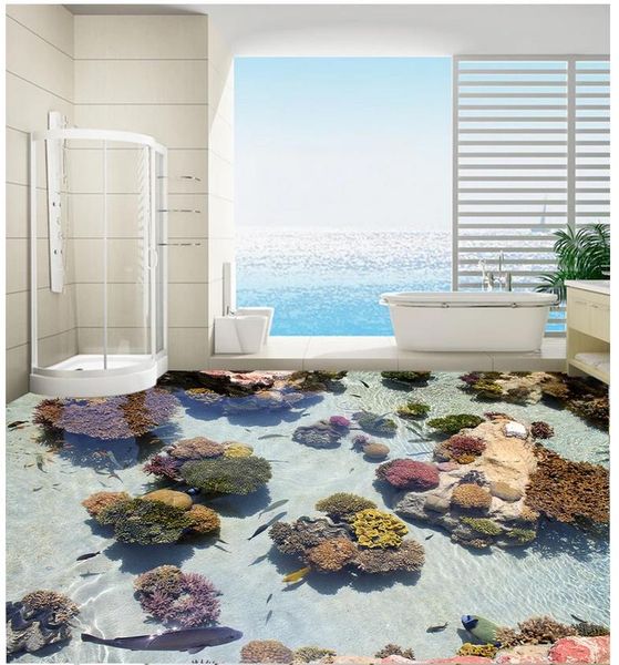 

custom wallpaper 3d p mural coral tropical fish ocean floor painting living room bedroom pvc self-adhesive wall paper