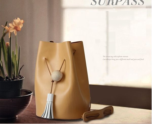 

genuine leather women shoulder bags casual messenger bag bucket bags