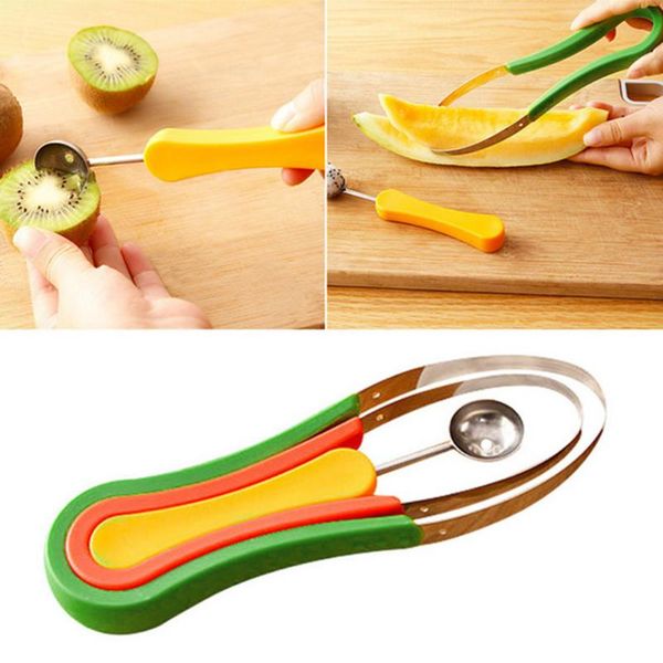 

stainless steel fruit dig ball scoop spoon baller and 2pcs peelers kitchen tool watermelon fruit salad scoops ice cream tools set