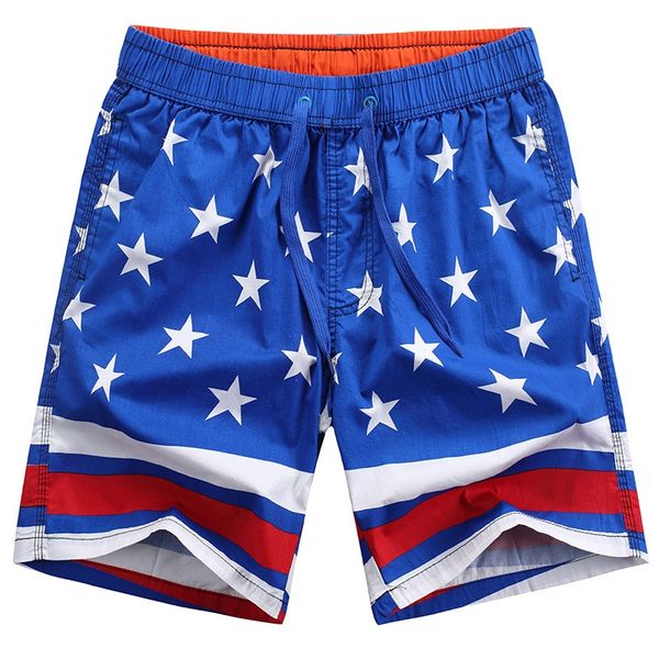 

casual loose elastic waist print beach shorts men usa flag board shorts cotton breathable soft men short bathing, White;black