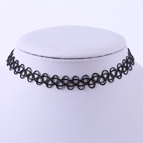

fashion handmade vintage hippy stretch tattoo choker necklace elastic line punk grunge statement necklaces jewelry for women men, Silver