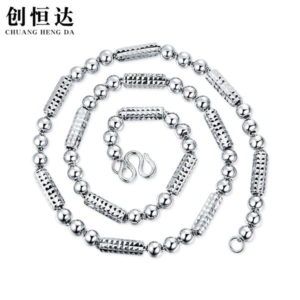 

rivet cylinder beads clavicle chain 925 sterling silver color necklace basic necklaces pendants for men fine jewelry bijou 121