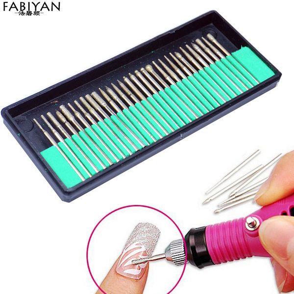 

30pcs stainless steel nail art electric file drill bits polishing grinding head manicure pedicure machines accessories set tool, Silver