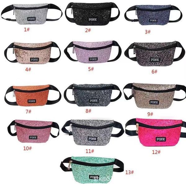 

14 color3 letter талия сумка блесток fanny pack водонепроницаемые пляжные сумки женщины crossbody сумка