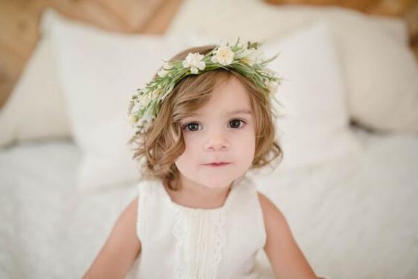 

baby flower head band floral headband garland ribbon bow girl flower wreath elastic hairwear party p props