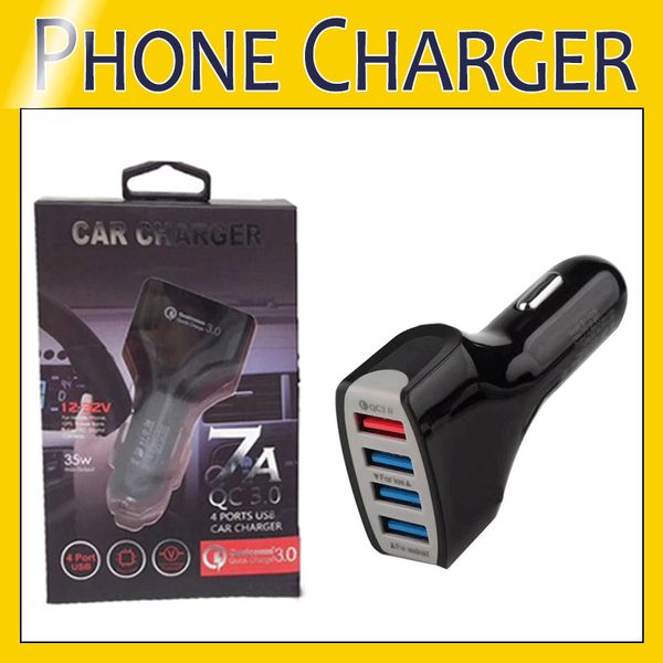 

qc3.0 4 usb 7a adaptive fast charging car charger plug cable usb cable home travel charger with retail package