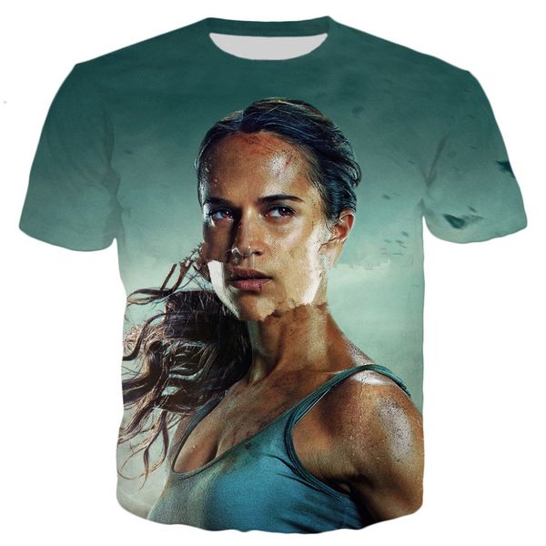 

новые модные фильмы tomb raider y футболка смешно 3d печати женщины / мужчины с коротким рукавом лето мужская футболка повседневная топы k31, White;black