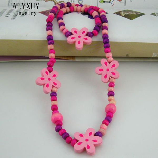 

0 children jewelry baby productswholesale children/kid jewelry set handmade wood flower necklaces cs09, Silver