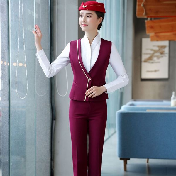 

formal ladies uniform designs pantsuits with and pants for ladies vest coat & waistcoat styles wine sets plus size, White;black