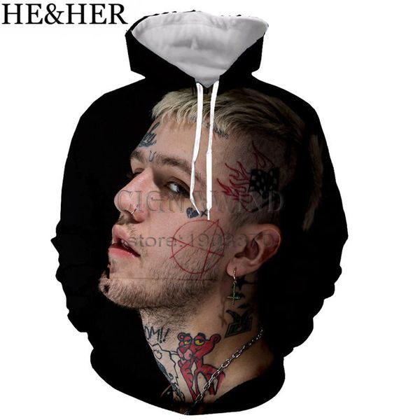 

hip hop style rapper lil peep series hoodies men women sweatshirts 3d printed fashion cool harajuku style streetwear, Black