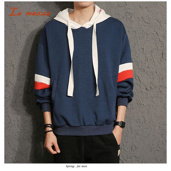 

autumn men korean style hoodies 2018 fashion patchwork clothes sweatshirt streetwear hoodies oversize, Black