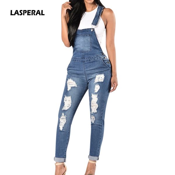 

lasperal 2018 spring women denim overalls jumpsuits ripped holes casual pockets sleeveless jumpsuits hollow out slim rompers 2xl, Black;white
