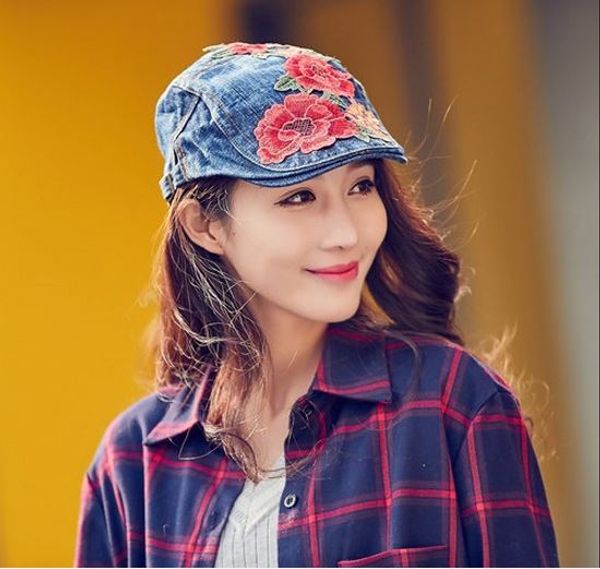 

3 designs yun nan ethnic fashion embroidery caps dancer yang liping same design cap baseball cap berets, Blue;gray