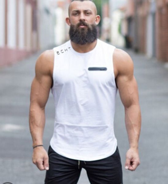 

gym fitness tank men summer sports vest sleeveless casual tanks fashion tee, White;black