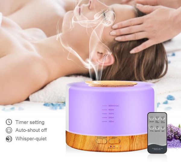 

wooden 500ml aroma oil diffuser ultrasonic air humidifier with 7 colors led light essential oil diffuser aromatherapy