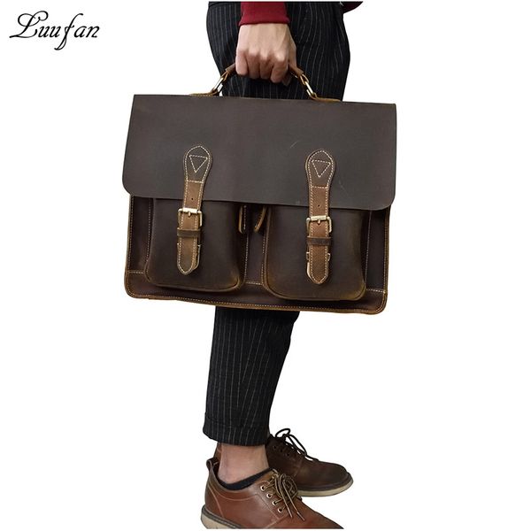 

vintage crazy horse leather men briefcase genuine leather man male shoulder messenger portfolio bag business laphandbag case