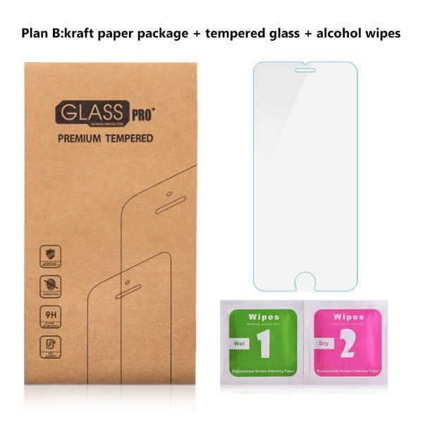 Großhandel 10 Stück 9H kratzfester Displayschutz aus wasserdichtem gehärtetem Glas mit Alkoholtupfern, Displayreinigungsset für iPhone X 8 7 6 Plus