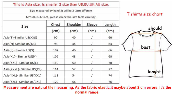 Mens T Shirt Size Chart Us