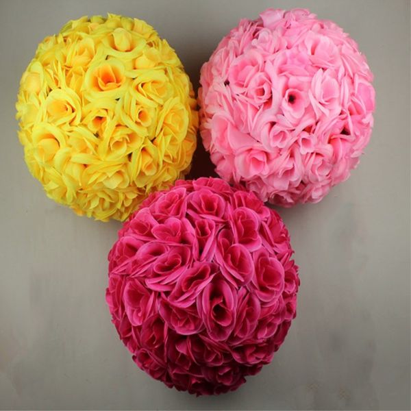 Acheter 50 Cm Dia élégant Rose Boule De Fleur Artificielle Bouquet De Mariage Embrasser Boule Centre De Table Décorations Blanc Rouge Violet Rose