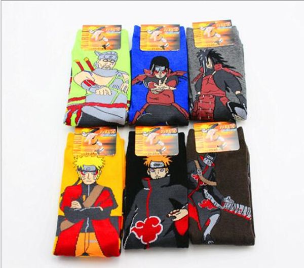 

6 pair/set cute japan anime naruto socks uzumaki naruto print cotton cosplay socks accessories, Black