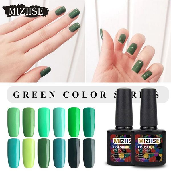 

mizhse uv gel nail polish set base coat primer green color series gel polish esmaltes ink emi permanent hybrid varnish, Red;pink