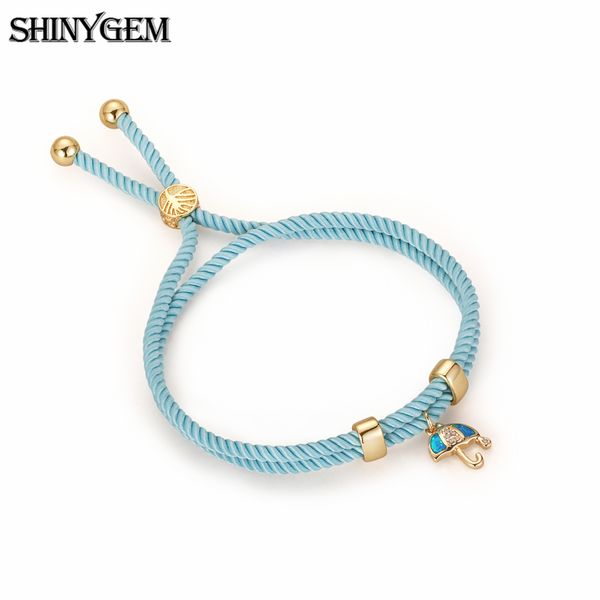 

shinygem double loop rope chain bracelet natural abalone shell zircon umbrella charm bracelet gold/silver/black plating, Golden;silver