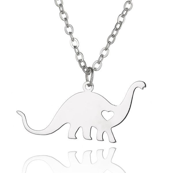 Collar con colgante Dino-dinosaurio-Plata