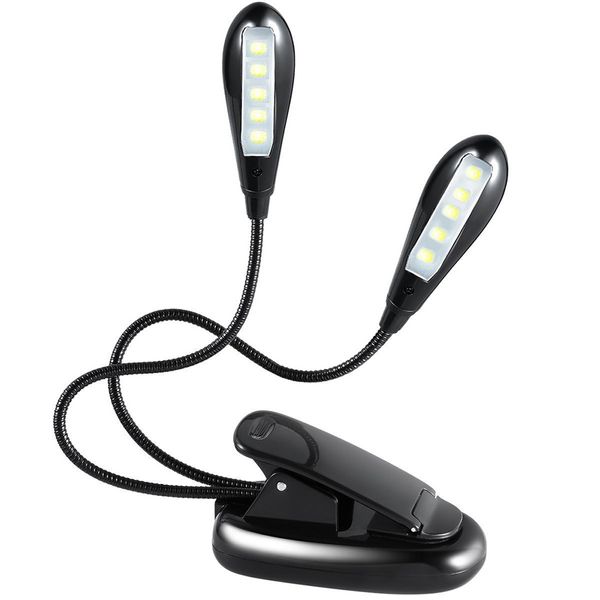 Gadget flessibile Clip-On 8 LED super luminosi 2 bracci Clip da lettura Libro Leggio Lampada leggera per E-BOOK Tablet COMPUTER PORTATILI DHL FEDEX EMS SPEDIZIONE GRATUITA