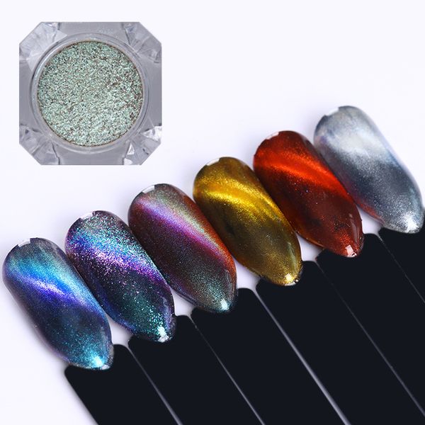 

nicole diary 3d cat eye magnetic nail powder mirror pearl paillette manicure nail art pigment dust 1g, Silver;gold