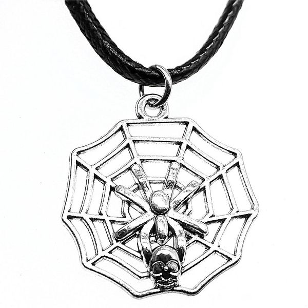 

wysiwyg 5 pieces leather chain necklaces pendants choker collar women necklace jewelry skull spider spider web 29x26mm n6-b14041, Golden;silver