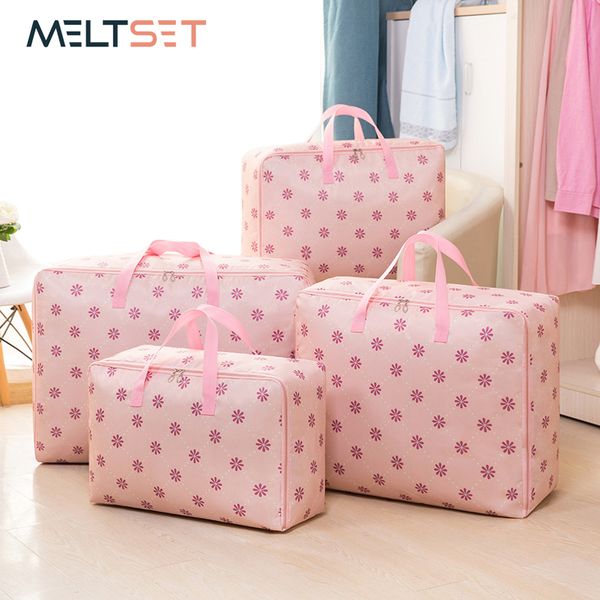 

4 size clothes storage bag thickened fabric closet organizer quilt storage bag high capacity jumbo size luggage for blanket