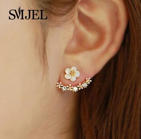 

smjel 2017 fashion jewelry cute cherry blossoms flower stud earrings for women several peach blossoms earrings s129, Golden;silver