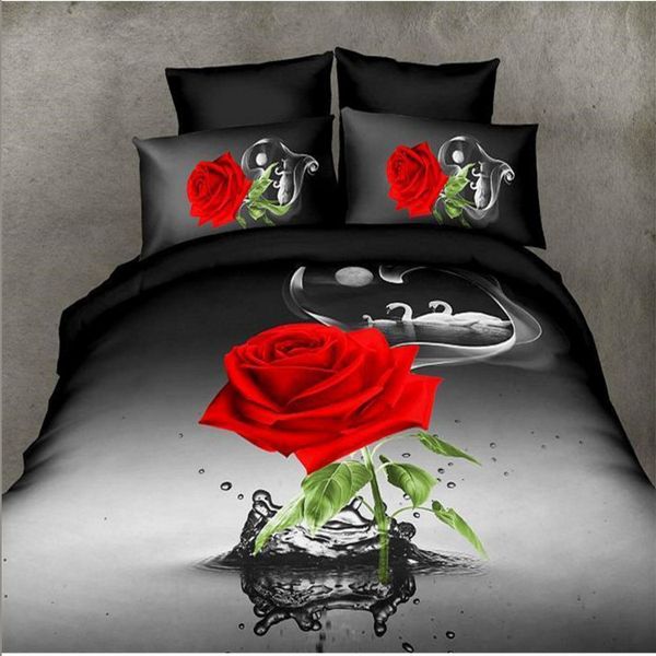 

bedding set  size 3d bedding sets black red rose swan duvet cover bedsheet pillowcase bed sheet set home decor adult/child