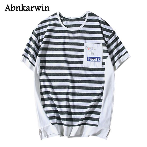 

summer men tshirt fashion urban casual striped 5 colors plus size m~4xl short shirts men's loose short sleeve tee shirts, White;black