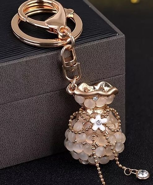 

korean version of rex rabbit hair alloy pendant pearl car with plush pendant ladies key chain key chain package pendant cute, Silver