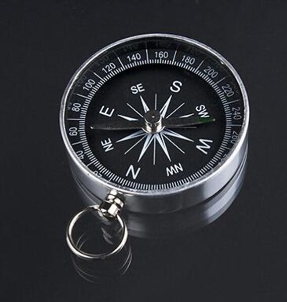 

travel hiking camping navigation with key ring for keychain 44mm silver aluminum alloy metal handheld pocket mini compass