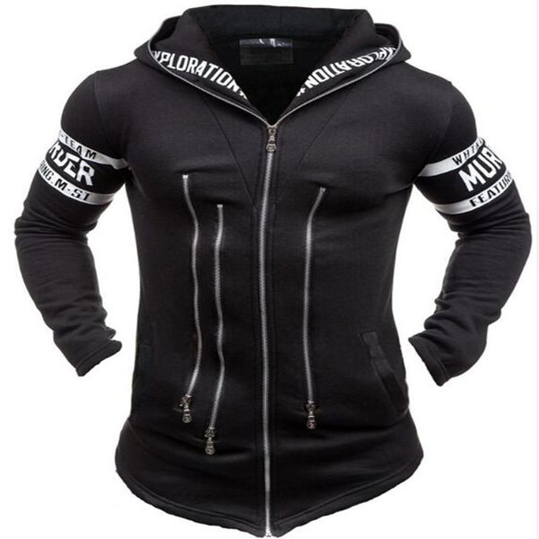 

regular men 's fashion hoodie unique zipper design casual slim fit pulloverhooded new fashion male clothing, Black