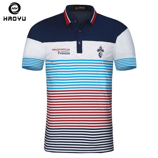 

embroidery men shirt brand floral collar striped printed breathable cotton slim mens shirts camisa s haoyu, White;black