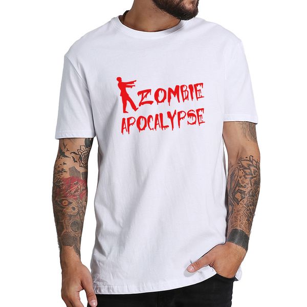 

zombie apocalypse t-shirts male unusual men short sleeve shirt cotton o-neck smart tee shirt funny tshirts us size, White;black
