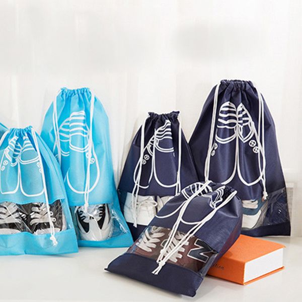 

2 style 5colors shipping can be customized non-woven drawstring drawstring bag shoe storage bag transparent shoes dust bag